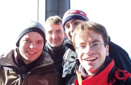 Part of the group at the spring meeting of the German Physical Society 2009 in Hamburg: Gerhard Zürn, Thomas Lompe, André Wenz, Timo Ottenstein